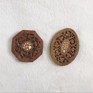 Indian Carved Wood Plant Stands
